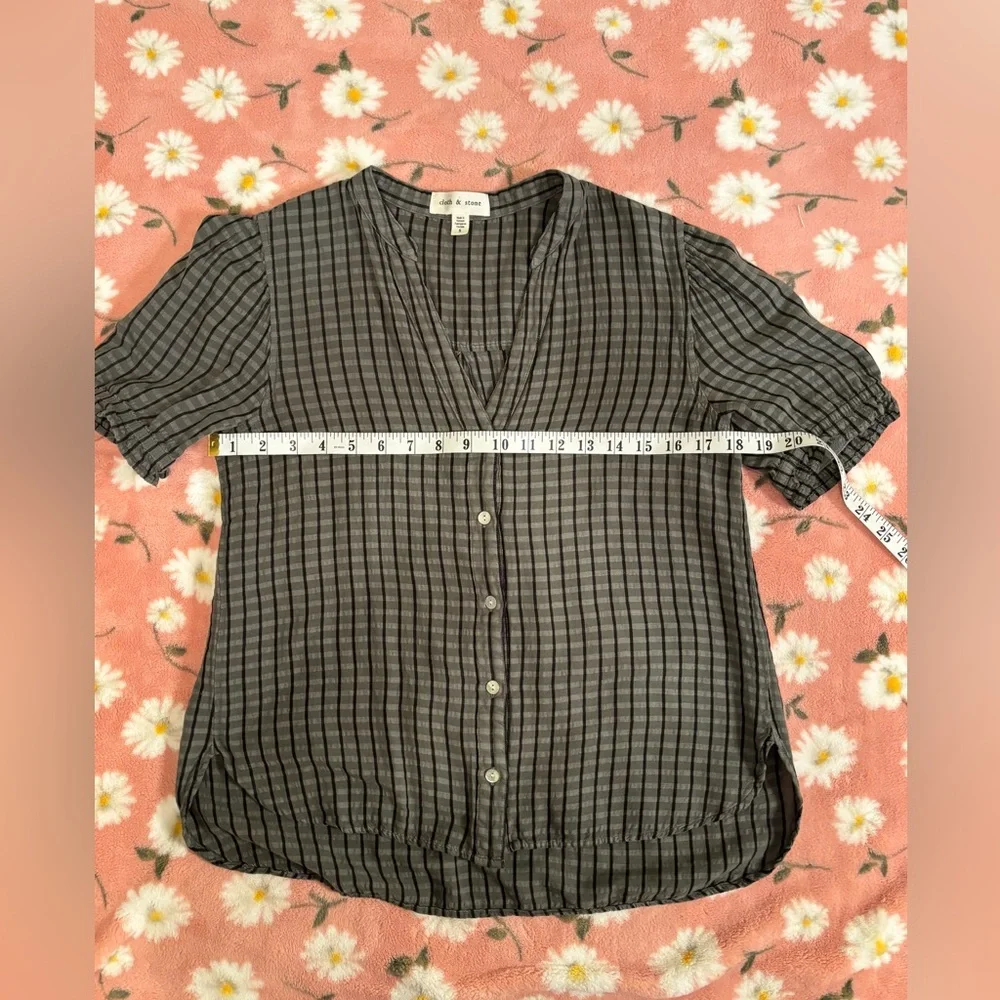 Anthropologie Cloth & Stone Puff Sleeve Linen Blend Button Down Top Size S EUC - Picture 7 of 10